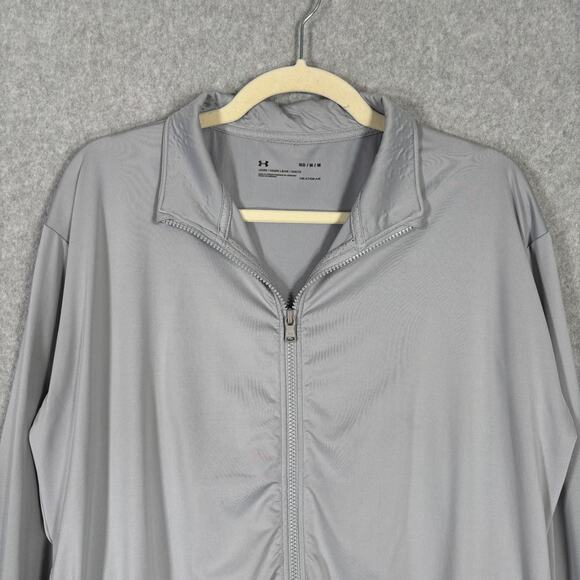 Under Armour Jacket Womens Medium Gray Heat Gear Loose Track Warm Up Pockets - Picture 2 of 13